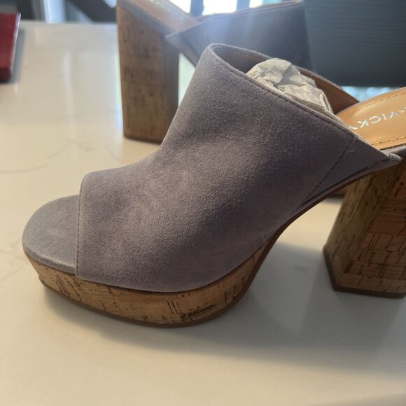 Lisa Vicky Nordstrom Shoes Joy-V Lavender Kid Suede Platform Slip-on Size 8.5 - Picture 7 of 7